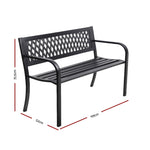 Gardeon Outdoor Garden Bench Seat Steel Outdoor Furniture 2 Seater Park Black GB-STEEL-XG202-BK