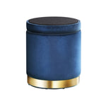 Artiss Ottoman Storage Foot Stool Round Velvet Navy FS-B-673-VEL-NA