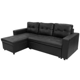 Sarantino Corner Sofa Bed Storage Chaise Couch Faux Leather Black SOFA-8175-PU-BK