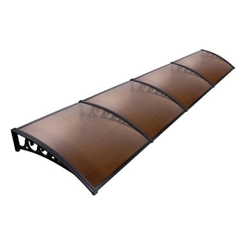 Instahut Window Door Awning 1mx4m Brown Hollow Sheet Plastic Frame AWN-PC6-1X4-BR