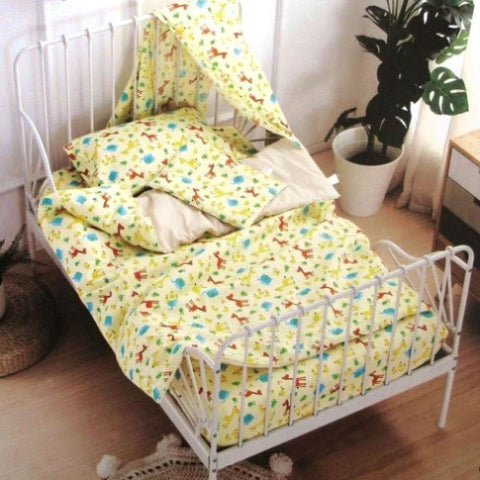 United Animal Kingdom Baby 100% Cotton Printed Sheet Set Cot Size V442-ABR-SHEETS-MMUNITEDANIMAL-YELLOW-CT