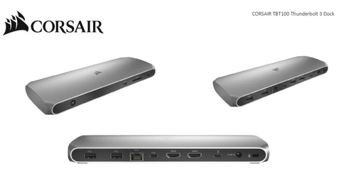 CORSAIR TBT100 Thunderbolt 3 Dock, TB, 2x USB-C 3.2, 2x USB-A 3.1, 2x HDMI 4K 60Hz, 3.5mm Audio, GB V177-L-NAC-TBT100TB3