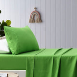 Happy Kids Green Plain Dyed Microfibre Sheet Set Single V442-HIN-SHEETS-KIDSPLAIN-GREEN-SB