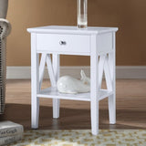 Sarantino Greta Bedside Table with Drawer - White TBL-389-03-WH