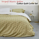 VTWonen Striped Hearts Yellow Cotton Quilt Cover Set King V442-HIN-QUILTCS-STRIPEDHEARTS-YELLOW-KI