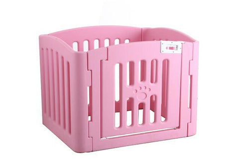 YES4PETS 4 Panel Plastic Pet Pen Pet Foldable Fence Dog Fence Enclosure With Gate Pink V278-BP229-PEN4PANEL-PINK