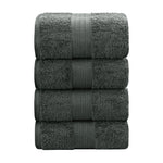 Linenland 4 Piece Cotton Bath Towels Set - Charcoal V406-TOWPAK01CH