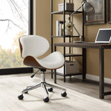 Artiss Wooden Office Chair Leather Seat White OCHAIR-BS-5429-WH