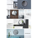 Embellir Wall Mirror Makeup 50cm Home Decor Framed Mirrors Bathroom Round Black MM-WALL-ROU-BK-50