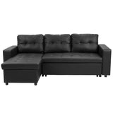 Sarantino Corner Sofa Bed Storage Chaise Couch Faux Leather Black SOFA-8175-PU-BK