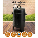 Grillz BBQ Grill 3-In-1 Charcoal Smoker BBQ-SMOKER-3IN1