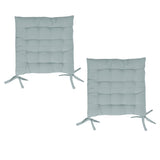 Set of 2 Chair Pads with Ties 40 x 40 cm Silver Blue V442-BZO-CHAIRCU-SETOF2SOLID-BLUE-SQ