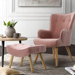 Artiss Armchair Set with Ottoman Pink Lansar UPHO-B-ARM05STO-PK