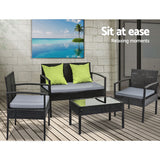 Gardeon Outdoor Sofa Set Wicker Lounge Setting Table and Chairs Patio Furniture FF-SAIPAN-BK