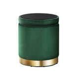 Artiss Ottoman Storage Foot Stool Round Velvet Green FS-B-673-VEL-GN