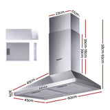 Devanti 600mm Range Hood 60cm Rangehood Stainless Steel RH-D-A17-60-SR