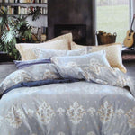 250TC Royal Damask Cotton Quilt Cover Set Queen V442-ATX-QUILTCS-ROYALDAMASK-GREY-QS