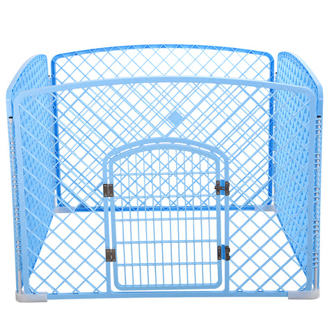 YES4PETS 4 Panel Plastic Pet Pen Pet Foldable Fence Dog Fence Enclosure With Gate Blue- M V278-BP266-PEN4PANEL-BLUE