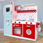 Keezi Kids Kitchen Play Set Wooden Pretend Toys Cooking Children Fridge Oven Red PLAY-WOOD-FRIDGE-PINK