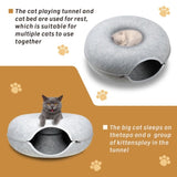 59 x 29cm Cat Tunnel Bed Dark Grey Felt Pet Puppy Nest Cave Toy Light Grey V465-26822