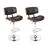 Artiss 2x Bar Stools Gas Lift Leather Black BA-TW-8045-BKX2