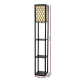Artiss Floor Lamp 3 Tier Shelf Storage LED Light Stand Home Room Pattern Black LAMP-FLOOR-SF-3017-B-BK