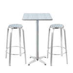 Gardeon 3-Piece Outdoor Bar Set Bistro Table Stools Adjustable Square Cafe FF-TABLESET-SQ