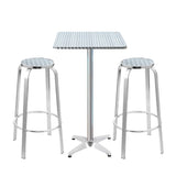 Gardeon 3-Piece Outdoor Bar Set Bistro Table Stools Adjustable Square Cafe FF-TABLESET-SQ