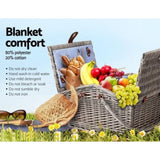 Alfresco 4 Person Picnic Basket Set Baskets Insulated Blanket Bag PIC-BAS-4P-GRBU
