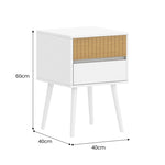 Sarantino Clio Bedside Table Night Stand - White/Natural TBL-707-6YQ-WHN