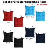 Set of 2 Outdoor Polyester Solid Chair Pads 40 x 40cm Black V442-IDC-CUSHION-POLYCHAIRPAD-BLACK-SQ