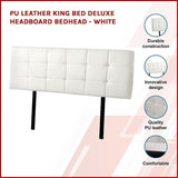 PU Leather King Bed Deluxe Headboard Bedhead - White V63-768275