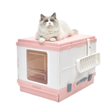 YES4PETS XL Portable Cat Toilet Litter Box Tray Foldable House with Handle and Scoop Pink V278-AT1001-LITTER-TRAY-PINK