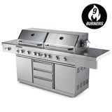 EuroGrille 9 Burner Outdoor BBQ Grill Barbeque Gas Stainless Steel Kitchen Commercial V219-COKBBQEUGA8DB