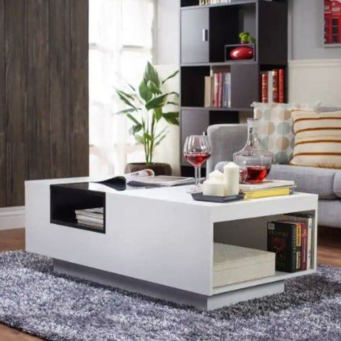 Modern Storage Coffee Table in White and Black 120CM V195-CT147