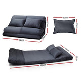 Artiss Floor Lounge Sofa Bed 2-seater Charcoal Suede FLOOR-SBL-200SUE-S-CHA