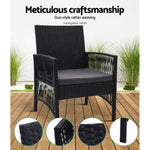 Gardeon 2PC Outdoor Dining Chairs Patio Furniture Wicker Lounge Chair Garden ODF-CHAIR-HARP-BK-2X