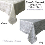 Royale Damask Table Cloth Grey 180 x 360 cm V442-GNA-TABLEC-ROYALE360RE-GREY-RE