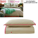 Jane Barrington Cotton Quilt Cover Set Taupe/Hot Pink Queen V442-IDC-QUILTCS-260TCCOTTON-HOTPINK-QS