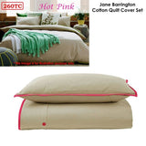 Jane Barrington Cotton Quilt Cover Set Taupe/Hot Pink Queen V442-IDC-QUILTCS-260TCCOTTON-HOTPINK-QS