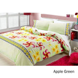 Floating Frangipani Quilt Cover Set Apple Green Single V442-ABR-QUILTCS-FLOATINGFRANGIPANI-GREEN-SB