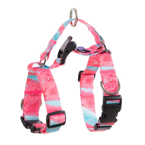 Dog Double-Lined Straps Harness and Lead Set Leash Adjustable L MARBLE PINK V274-PET-BH-2HARN-L-MAPK