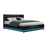 Artiss Bed Frame King Size LED Gas Lift Black LUMI BFRAME-E-LUMI-K-BK-ABC