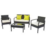 Gardeon Outdoor Sofa Set Wicker Lounge Setting Table and Chairs Patio Furniture FF-SAIPAN-BK