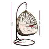 Gardeon Outdoor Egg Swing Chair Wicker Rattan Furniture Pod Stand Cushion Latte HM-EGG-RAN-S-LACR-AB