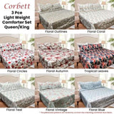Hotel Living 3 Pce Light Weight Comforter Set Queen/King Corbett Tropical Leaves V442-ATX-COMFORTER-CORBETTC4-RED-QS