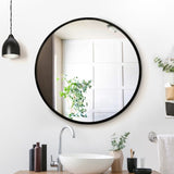 Embellir Wall Mirror Makeup 70cm Home Decor Framed Mirrors Bathroom Round Black MM-WALL-ROU-BK-70