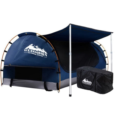 Weisshorn Double Swag Camping Swags Canvas Free Standing Dome Tent Dark Blue 4CM SWAG-C-WING-D-DBL