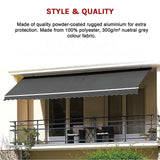 Outdoor Folding Arm Awning Retractable Sunshade Canopy Grey 5.0m x 2.5m V63-842771