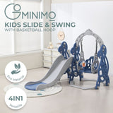 GOMINIMO Kids Slide and Swing Set with Basketball Hoop GO-KS-103-TF V227-3720871001111